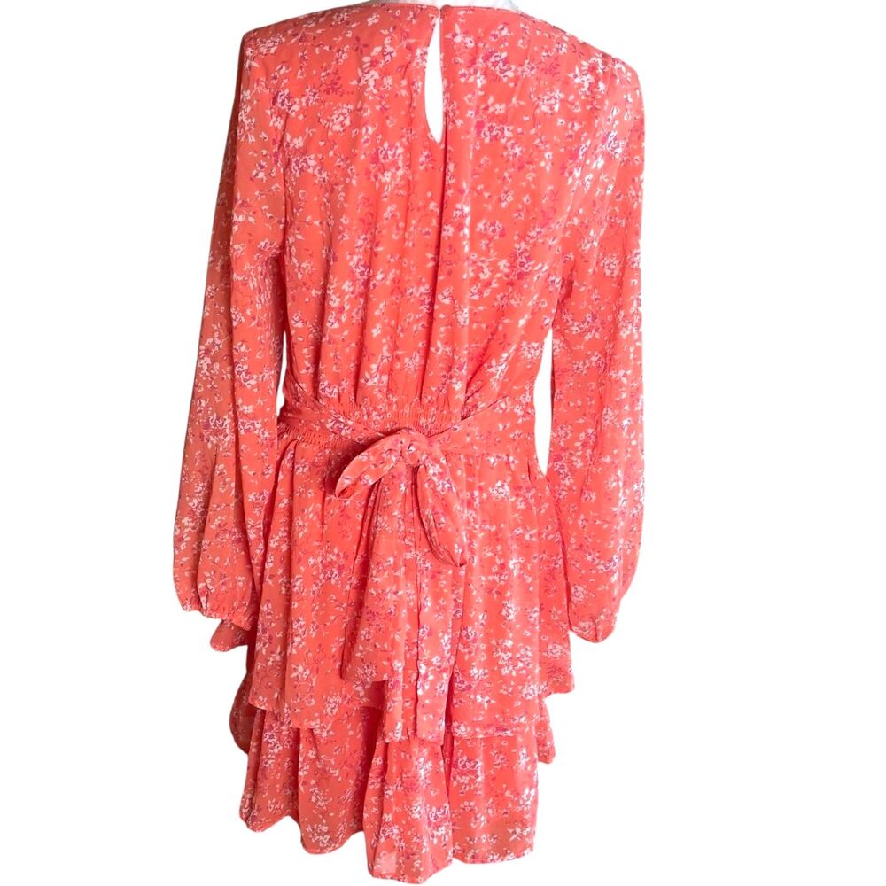 Coquette Pink Floral Tie Back Mini Dress Bow Cottagecore Romantic Summer XL - Picture 6 of 12